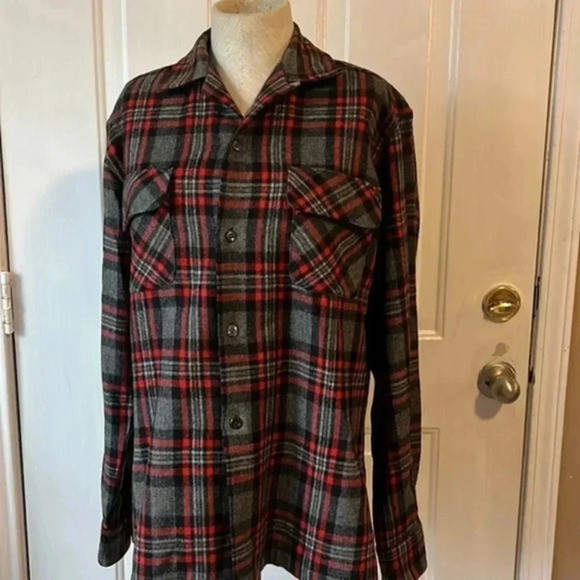 Vintage Baromon plaid wool shirt S - Picture 1 of 6